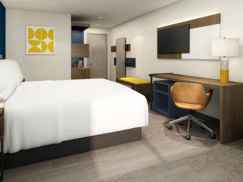 Mobilier de chambre à coucher d&#39;hôtel compact et durable Comfort Rise &amp; Shine