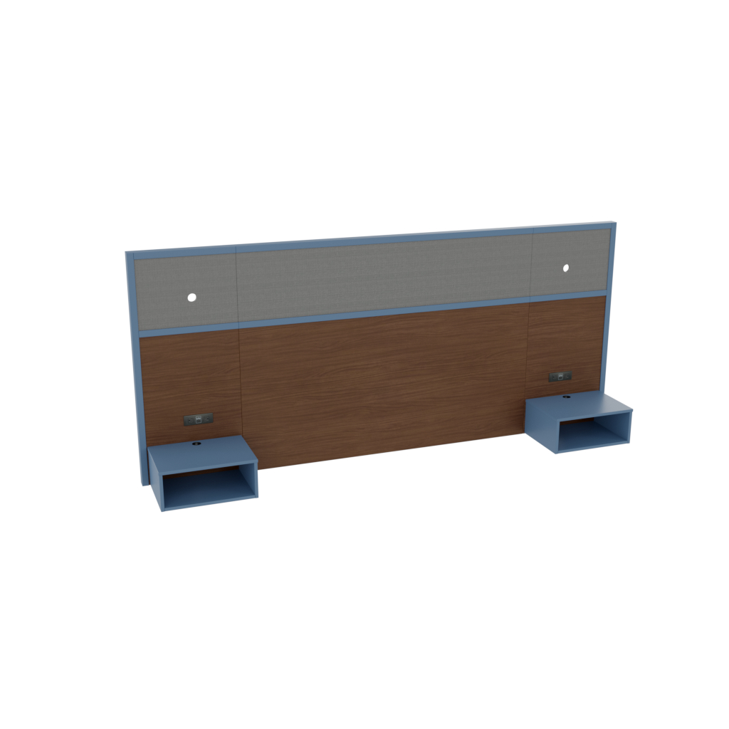 T&ecirc;te de lit roi avec table de nuit flottante